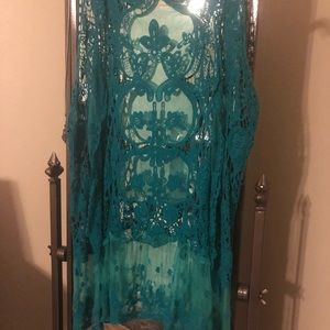 Turquoise lace vest